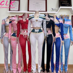 Fall Women <strong>Clothing</strong> Outfits Workout Fitness 3 Pieces Leggings Set Sport Jacket Jogger Pant Women Tracksuit Set for <strong>Ladies</strong> - Product Image 2