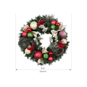 Ventes chaudes, décorations de fenêtre extérieures personnalisées de luxe, couronne de Noël artificielle avec des pommes de pin - Product Image 1