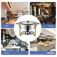 Ensemble de réchauds de buffet de luxe en acier inoxydable doré pour la restauration et les restaurants commerciaux avec logo personnalisé