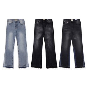 <span class=keywords><strong>Jeans</strong></span> Blu da <span class=keywords><strong>Uomo</strong></span> Casual a Zampa d'Elefante con Cuciture a Vista Stile Retro High Street in Super Offerta - Product Image 1