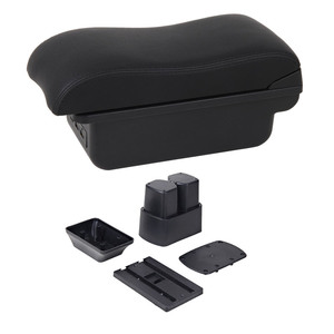 Auto armsteun dubbele laag middenconsole armsteun box compatibel voor Nissan NV200 2010-2017, armsteunen opbergbox met oplaadpoorten
