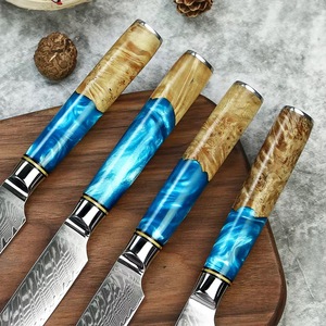 Juego de cuchillos para carne IOKO de 4 piezas, 67 capas de acero de Damasco, cuchillo de carnicero estilo japonés, mango de resina de madera de nogal, juego de cuchillos de chef para carne de res de Damasco - Product Image 4