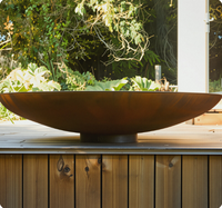 Brasero ovale en acier de 150 cm (59 pouces) - Brasero extérieur robuste pour brûler du bois dans le jardin et sur la terrasse