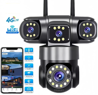 Caméra de sécurité domestique WIFI à vision nocturne, caméra PTZ à quatre objectifs, étanche IP66, caméra rotative extérieure, prise en charge de la carte TF J20S