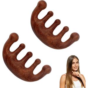 Wood Gua Sha <b>Scalp</b> Massage Comb with Laser Technology Fashion Design Sandalwood Wide Tooth for Home Use - Product Image 1