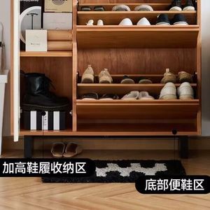 Japanese Style Solid Wood Entryway Cabinet <b>Small</b> Apartment Shoe <b>Storage</b> Narrow Standing Rectangular Cabinet Pine And Cherry Wood - Product Image 4