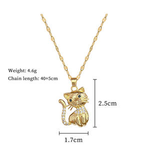 Bijoux de mode dessin animé Kitty chat Zircon or collier à breloques cadeau pour femmes maman grand-mère noël saint valentin anniversaire anniversaire - Product Image 3