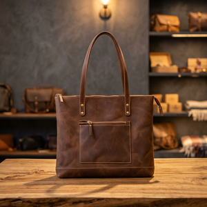 Sac à main de style américain en cuir véritable, léger, pliable, portable, avec fermeture éclair, imperméable, grande capacité, pochette amovible - Product Image 1