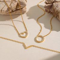 Collier pendentif cœur en or 18 carats PVD avec zircon cubique pour femme, en acier inoxydable, style doux, bijoux quotidiens, cadeau minimaliste