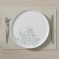 Service de table en céramique OEM, nouveau service de dîner 18 pièces en porcelaine fine avec assiettes plates et assiettes à bords droits, motif botanique minimaliste et élégant