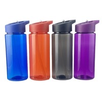 Bouteille d'eau de sport en plastique de 500 ml avec poignée et paille, réutilisable, anti-fuite et écologique pour le camping