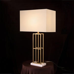 Rectangular Column <strong>Table</strong> <strong>Lamp</strong> White Marble Crystal <strong>Table</strong> Light Copper <strong>Base</strong> Hotel Living Room Bedside <strong>Lamps</strong> - Product Image 6