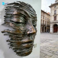 Esculturas de Arte Metálico de Bronce Fundido en 3D, Abstractas de Jardín, con Rostro Humano y Paisaje