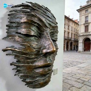 <span class=keywords><strong>Sculture</strong></span> in Metallo Astratte da Giardino, Modello <span class=keywords><strong>3D</strong></span> in Bronzo di Viso Umano e Paesaggio - Product Image 3