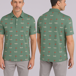 Impression numérique personnalisée pour chemises de golf Performance Sublimation Douceur Évacuation de l'humidité Séchage rapide Respirant Tricoté pour hommes - Product Image 2