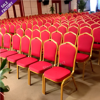 Chaise de réception commerciale rouge, chaise de banquet empilable à structure métallique pour hôtel, salle de réception, conférence et événement