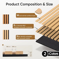 Panel acústico de listones de madera MDF Akupanel de chapa de 3 lados con respaldo de fieltro negro para decoración elegante de pared y techo y reducción de ruido