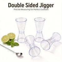Gelas Ukur Koktail Plastik Transparan Double Jigger 1oz 2oz dengan Tanda Graduasi untuk Bartending, Bar, Restoran