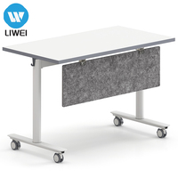 Table de formation pliante en bois moderne LIWEI avec mécanisme de rabat multifonctionnel pour les réunions de bureau et les salles de conférence