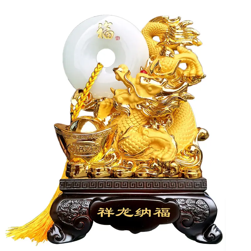 Hot sale home office zodiac dragon ornaments store company opening gift sand gold crafts zodiac gold dragon statu