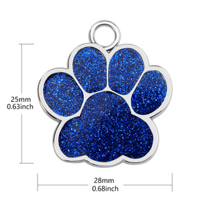 Targhette per cani personalizzate personalizzate targhette per cani incise nome dell'animale domestico collare Tag pendente accessori per animali domestici ciondolo Glitter zampa - Product Image 6