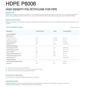 Gránulos de HDPE P6006 PE100 de Alta Calidad para Tuberías de Extrusión con Buena Procesabilidad y Alto Flujo para Sistemas de Tuberías a Presión - Product Image 6