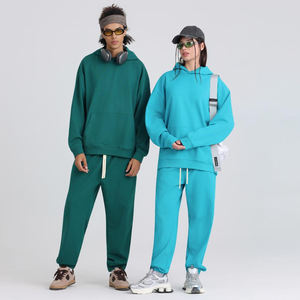 Großhandel Benutzerdefiniertes Logo Übergroßes French Terry Hoodie-Set 430gsm Jogger Freizeitoutfit 2-teiliger Herren Trainingsanzug Sweatpants Hoodie-Set - Product Image 2