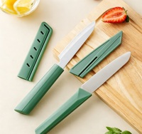 Cuchillo de Cocina de Acero Inoxidable con Funda Protectora, Cuchillo para Cortar Frutas Color Verde Matcha, Cuchilla Afilada