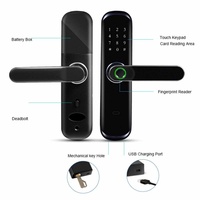 Cerradura de Puerta Inteligente con Sistema de Control de Acceso Biométrico RFID, Teclado Táctil y Huella Dactilar, Anti-Robo, Compatible con la Aplicación Tuya