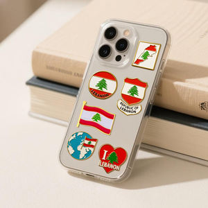 库存黎巴嫩国旗电话贴纸金属徽章民族骄傲文化用品城市旅游旅游纪念品礼品定制 - Product Image 5