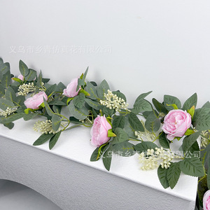 ดอกไม้ประดิษฐ์แบบเถาวัลย์ 1.8 ม. กุหลาบผ้าไหม ใบไม้สีเขียว ตกแต่งงานแต่งงานและบ้าน - Product Image 2