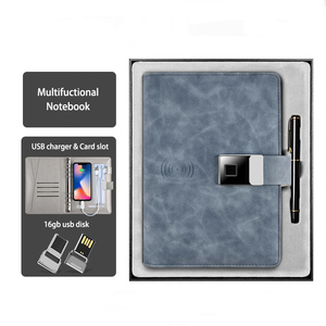 Custom Logo Business Notebook Smart Fingerprint <strong>Lock</strong> Wireless 8000mAh Power Bank <strong>Diary</strong> Notebook with 16gb USB Flash Drive Stick - Product Image 5