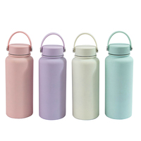 Bouteille isotherme en acier inoxydable de 1000 ml (32 oz) avec poignée et couvercle, à double paroi, pour café et eau, en stock