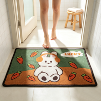 Tapis de bain oriental en polyester à motif de lapin et de carotte personnalisé, absorbant l'eau, antidérapant, pour l'entrée, décoration de sol intérieure