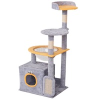Maison d'escalade pour chat intégrée, grande, quatre saisons, en panneau de densité de velours, minimaliste, avec griffoir et étagère, fabriquée en Chine