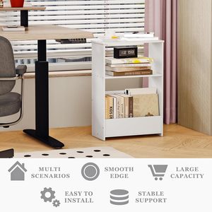 Modern Minimalist Narrow <b>Bedside</b> <b>Storage</b> Shelf 3 Tier With Dustproof Design For Bedroom And Living Room Books Toys Organization - Product Image 5