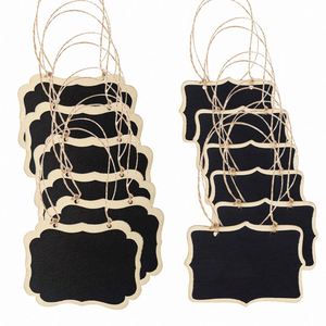 Mini tableau noir rectangulaire en bois créatif avec cordon, mini pendentif, accessoire de stand, panneau suspendu pour l'étiquetage de classification des articles - Product Image 1