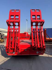 Ventas calientes Heavy-Duty 4-Axle Steel Semi-Trailer Lowboy con <span class=keywords><strong>rampa</strong></span> robusta para transporte de equipos pesados 60T Carga útil - Product Image 3