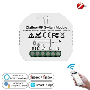 OEM Customized Tuya Zigbee 3.0 Smart RF433 Remote Voice Control 1 Gang 2 Way Wifi Dimmer Module Switch With Google Home Alexa