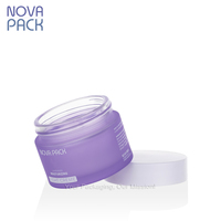 Pot cosmétique en verre givré violet personnalisé, 30 ml, 50 ml, 60 ml, 100 ml, récipient pour crème pour le visage, pots vides pour soins de la peau avec couvercles blancs