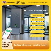 Cerradura Inteligente para Puerta de Vidrio con WiFi, Sin Perforaciones, Marco de Aleación de Aluminio y ABS, con Huella Dactilar, Contraseña, Tarjeta y Llave, Venta al Por Mayor de Fábrica