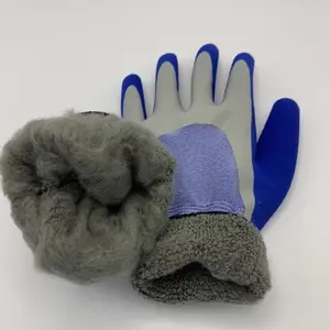 Termico 13G poliestere + 7G acrilico spugna guscio nero lattice sabbioso guanti di sicurezza guanti invernali caldi
