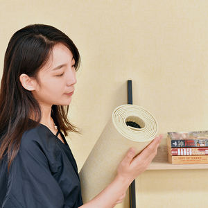 厂家直销不干胶墙布亚麻木纹墙布卧室布艺壁纸 - Product Image 5