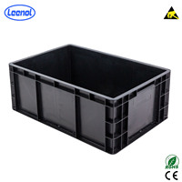 Boîte de rangement électronique en plastique recyclé noir ESD OEM ODM, conteneur antistatique pour le transport de composants électroniques de précision