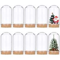 Cloche en verre transparente avec base, vitrine pour artisanat, plantes, lumières, succulentes, médailles, centre de table