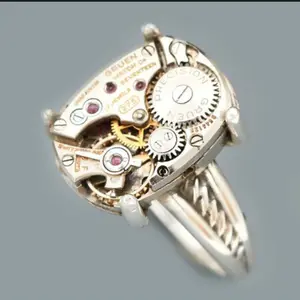 2023 Design Metallic Gold Silver Circular Finger Rings Rotating Mechanical Disc Ring For Men