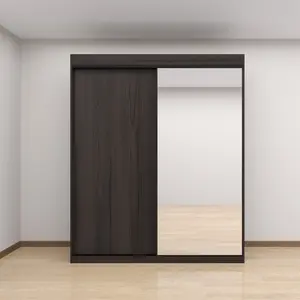 Schrank gehärtetes Glas Holz moderne Schlafzimmer Schrank Schlafzimmer möbel Stoff Lagerung mit Schiebetür Kleider schrank