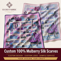 Écharpe de luxe en soie véritable 65x65cm carrée, jacquard, ourlet roulotté à la main, motif botanique, pour femme, service de marquage, cadeaux d'entreprise