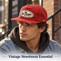 Casquette de baseball snapback unisexe urbaine ajustable en velours côtelé côtelé personnalisée en usine, avec visière vieillie et patch brodé sur le devant, vente en gros
