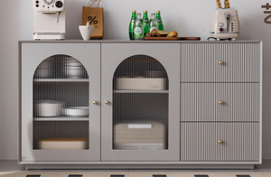 Aparador de Madera Maciza de Lujo Personalizable, Diseño Moderno y Minimalista, Grado E0, Dimensiones 805x1500x400mm, Color Gris Morandi/Marfil - Product Image 5